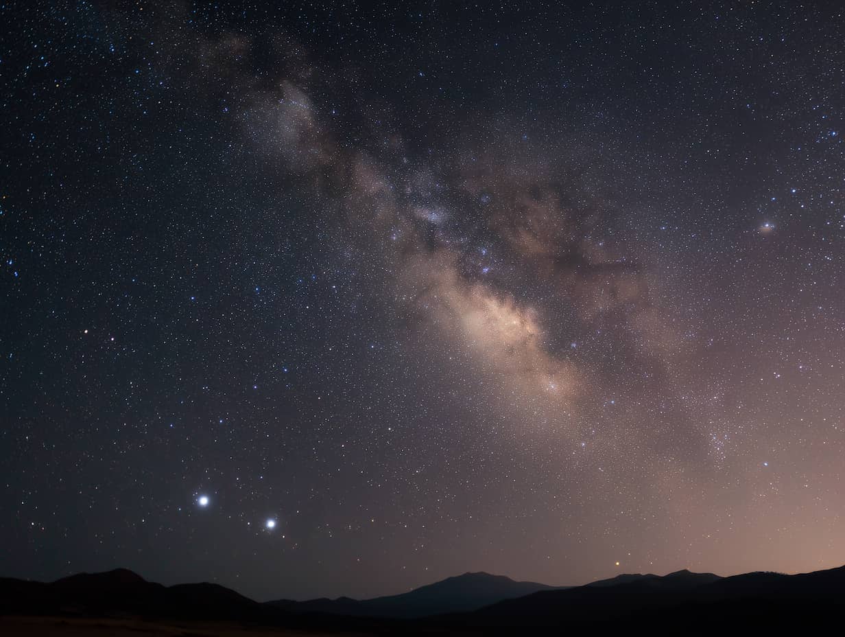 La Vía Láctea sobre una silueta de montañas en una noche sin luna