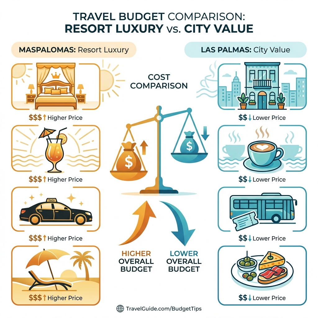 Cost comparison between Maspalomas and Las Palmas