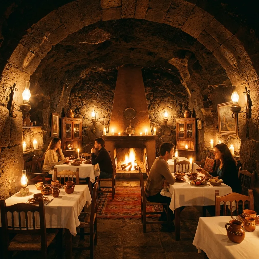 Ambiente de restaurante cueva típico de Guayadeque