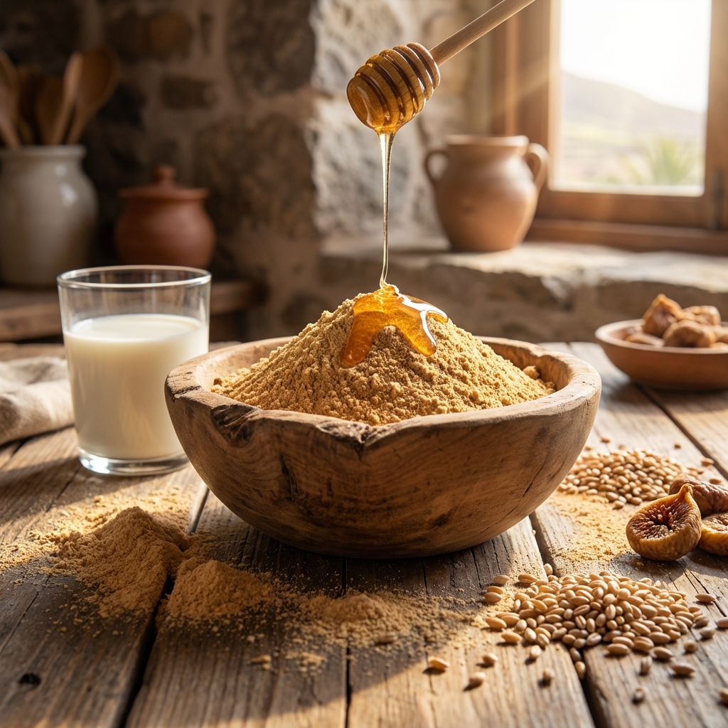 Gofio - Traditional Canarian roasted grain flour with honey